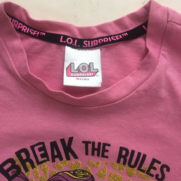 Girls LOL Surprise Pink Shirt Size 6 L.O.L. T-Shirt Break the Rules Go Crowd - Picture 12 of 16